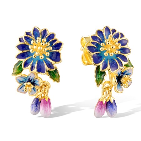 Sterling Silver w/ Yellow Plating Earrings Enamel (E321107ENASY925)