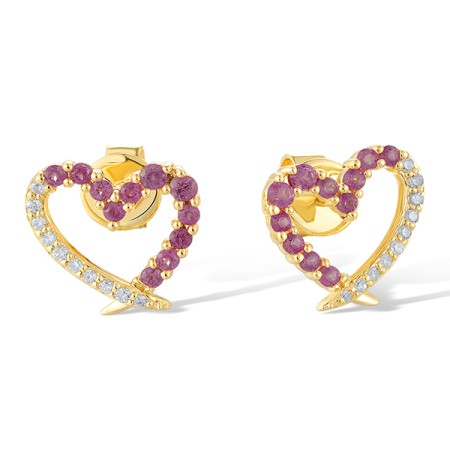 14KY Earrings Diamond,Pink Sapphire (E321206PIS14KY)