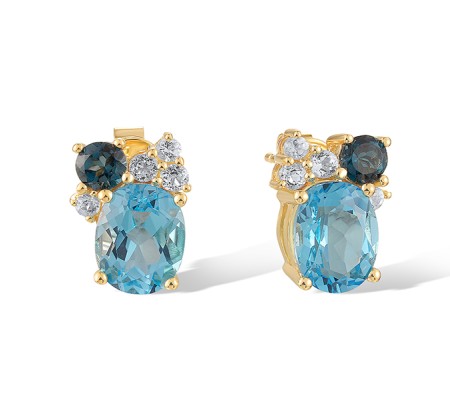 14KYW Earrings London Blue Topaz,Blue Topaz (Sky Blue),Blue Topaz (Swiss Blue) (E321250BKLT14KYW)