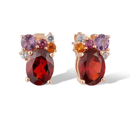 14KR Earrings Amethyst,Citrine,Garnet,Rhodolite Garnet,White Topaz (E321250MUL14KR)