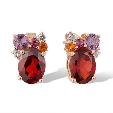 14KR Earrings Amethyst,Citrine,Garnet,Rhodolite Garnet,White Topaz (E321250MUL14KR)