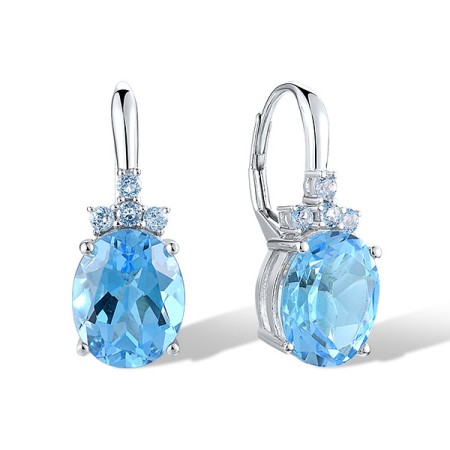 14KW Earrings Blue Topaz (Sky Blue),Blue Topaz (Swiss Blue) (E321255BTK14KW)