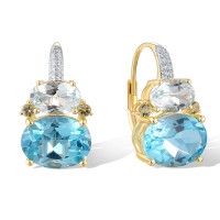 14KYW Earrings Blue Topaz (Swiss Blue),Diamond,Peridot,Blue Topaz (Sky Blue) (E321256BBTP14KYW)