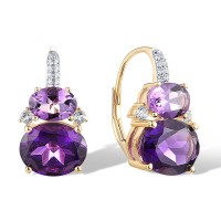 14KY Earrings Amethyst,Blue Topaz (Sky Blue),Diamond (E321256BKA14KY)