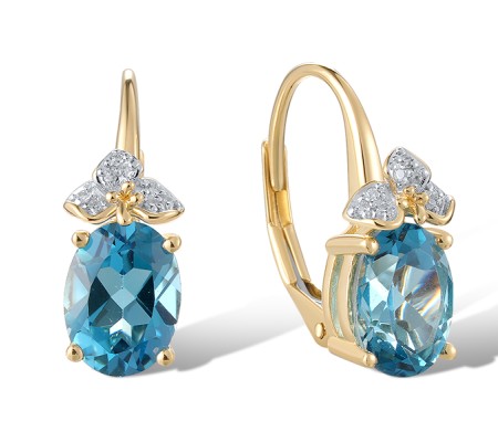 14KYW Earrings Blue Topaz (Swiss Blue),Diamond (E321272BLT14KYW)