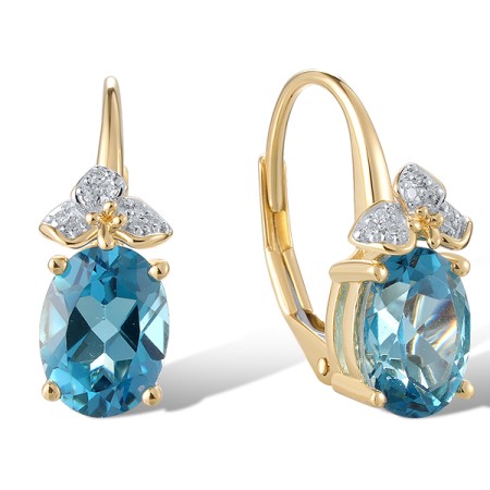 14KYW Earrings Blue Topaz (Swiss Blue),Diamond (E321272BLT14KYW)
