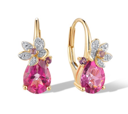 14KYW Earrings Amethyst,Diamond,Pink Topaz (E321274AEP14KYW)