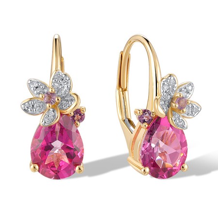 14KYW Earrings Amethyst,Diamond,Pink Topaz (E321274AEP14KYW)