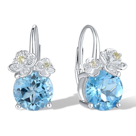 14KW Earrings Blue Topaz (Swiss Blue),Diamond,Peridot (E321276PDB14KW)
