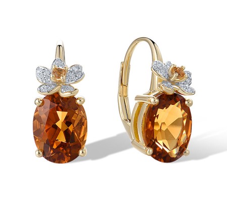 14KYW Earrings Citrine,Diamond (E321277CIT14KYW)