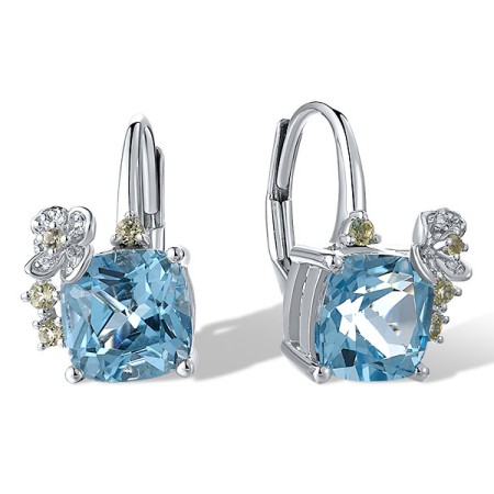 14KW Earrings Blue Topaz (Swiss Blue),Diamond,Peridot (E321278PDB14KW)
