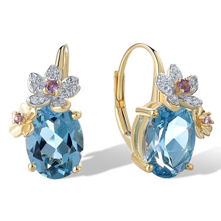 14KYW Earrings Amethyst,Blue Topaz (Swiss Blue),Diamond (E321279ABL14KYW)