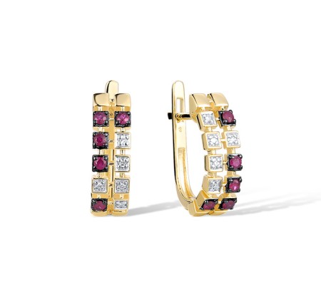14KYWB Earrings Diamond,Ruby (E321283RUY14KYWB)