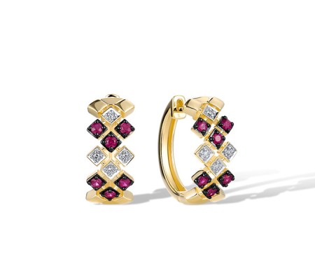 14KYWB Earrings Diamond,Ruby (E321285RUY14KYWB)