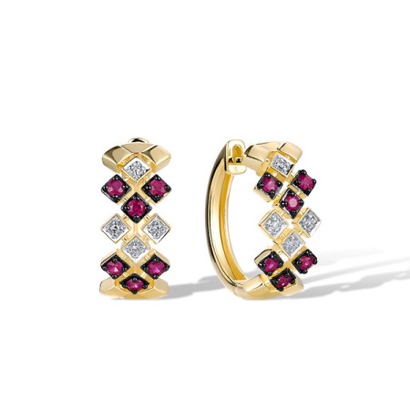 14KYWB Earrings Diamond,Ruby (E321285RUY14KYWB)