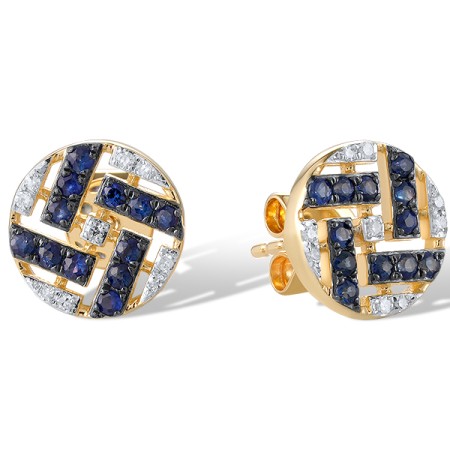 14KYWB Earrings Blue Sapphire,Diamond (E321295SAP14KYWB)