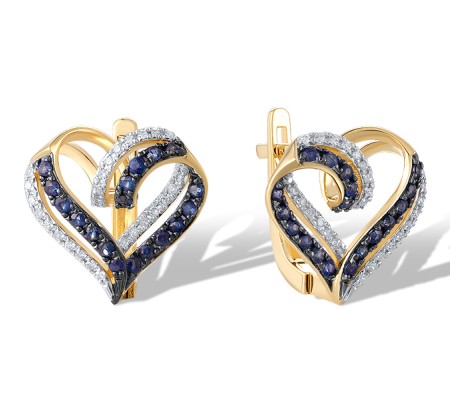 14KYWB Earrings Diamond,Blue Sapphire (E321321SAP14KYWB)
