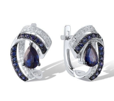 14KWB Earrings Blue Sapphire,Diamond (E321322SAP14KWB)
