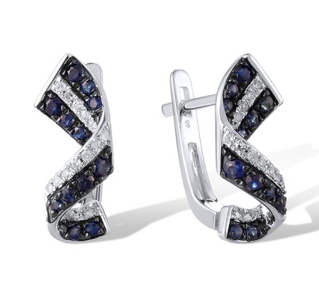 14KWB Earrings Blue Sapphire,Diamond (E321323SAP14KWB)