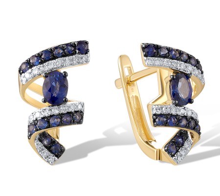 14KYWB Earrings Diamond,Blue Sapphire (E321324SAP14KYWB)