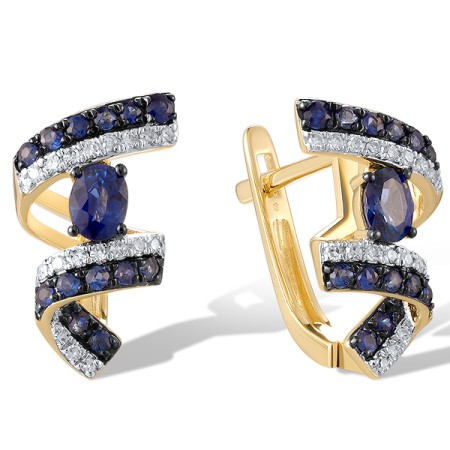 14KYWB Earrings Diamond,Blue Sapphire (E321324SAP14KYWB)