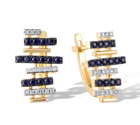 14KYWB Earrings Diamond,Blue Sapphire (E321325SAP14KYWB)
