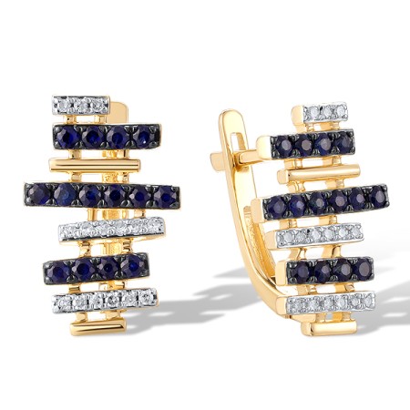14KYWB Earrings Diamond,Blue Sapphire (E321325SAP14KYWB)