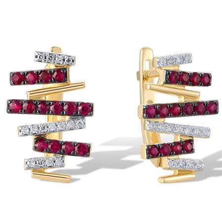 14KYWB Earrings Diamond,Ruby (E321326RUY14KYWB)