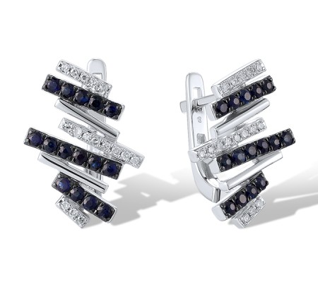 14KWB Earrings Blue Sapphire,Diamond (E321327SAP14KWB)