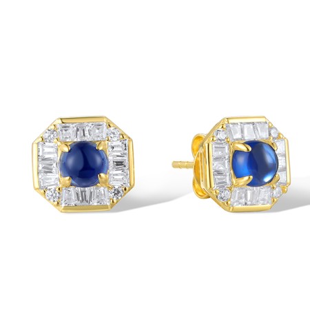 Sterling Silver w/ Yellow Plating Earrings Synthetic Blue Spinel,White Cubic Zirconia (E321331BZZSY925)