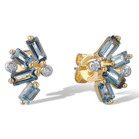14KYW Earrings London Blue Topaz,Blue Topaz (Swiss Blue),Diamond (E321345BLL14KYW)
