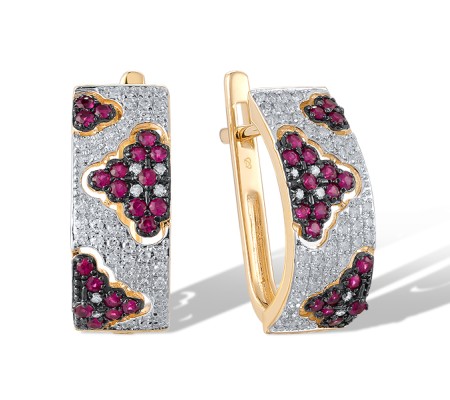 14KYWB Earrings Diamond,Ruby (E321347RUY14KYWB)