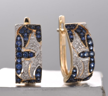14KYWB Earrings Diamond,Blue Sapphire (E321348SAP14KYWB)