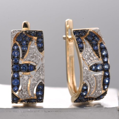 14KYWB Earrings Diamond,Blue Sapphire (E321348SAP14KYWB)