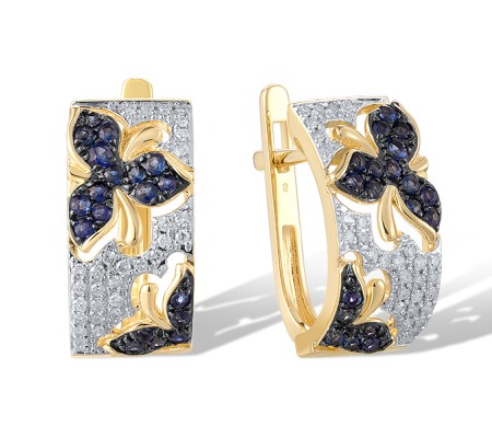 14KYWB Earrings Blue Sapphire,Diamond (E321349SAP14KYWB)