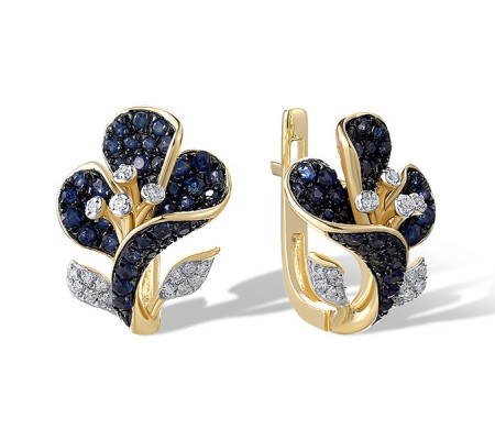 14KYWB Earrings Blue Sapphire,Diamond (E321394SAP14KYWB)