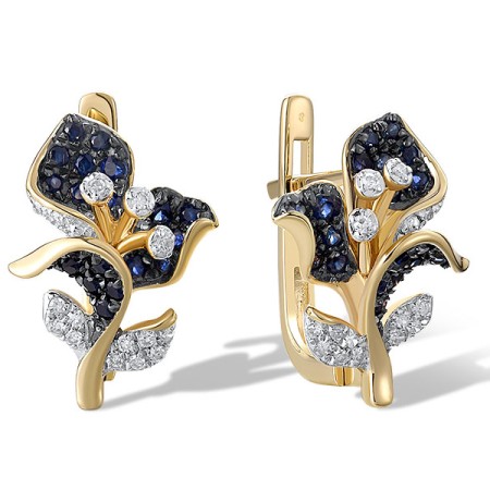 14KYWB Earrings Diamond,Blue Sapphire (E321395SAP14KYWB)