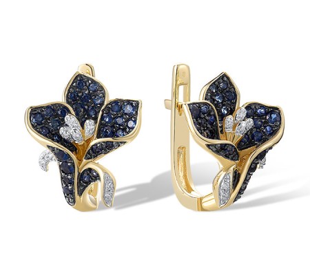 14KYWB Earrings Blue Sapphire,Diamond (E321396SAP14KYWB)