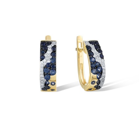 14KYWB Earrings Diamond,Blue Sapphire (E321473SAP14KYWB)
