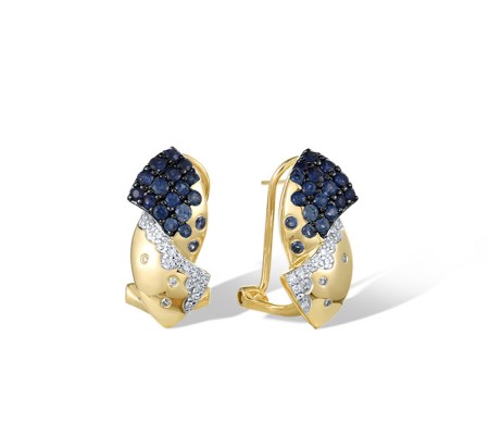 14KYWB Earrings Blue Sapphire,Diamond (E321477SAP14KYWB)