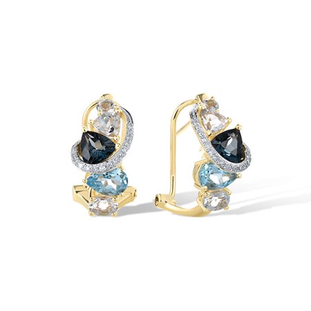 14KYW Earrings London Blue Topaz,Blue Topaz (Sky Blue),Blue Topaz (Swiss Blue),Diamond (E321502BKLT14KYW)