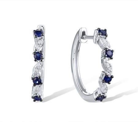14KWB Earrings Blue Sapphire,Diamond (E321509SAP14KWB)
