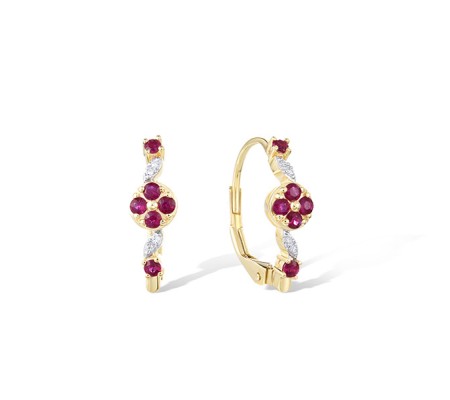 14KYW Earrings Diamond,Ruby (E321510RUY14KYW)