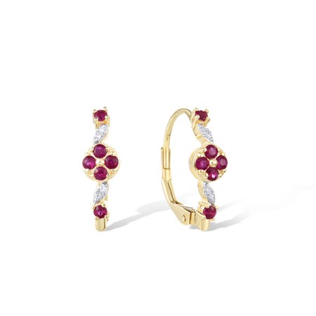 14KYW Earrings Diamond,Ruby (E321510RUY14KYW)