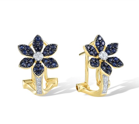 14KYWB Earrings Blue Sapphire,Diamond (E321515SAP14KYWB)