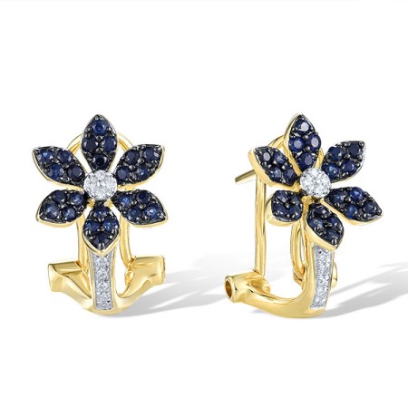 14KYWB Earrings Blue Sapphire,Diamond (E321515SAP14KYWB)
