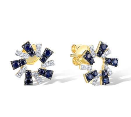14KYWB Earrings Blue Sapphire,Diamond (E321519SAP14KYWB)