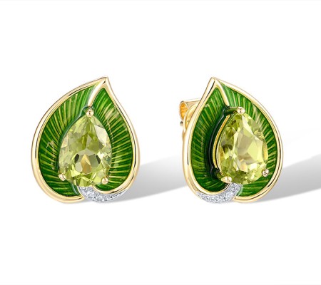 14KYW Earrings Diamond,Enamel,Peridot (E321526ENA14KYW)