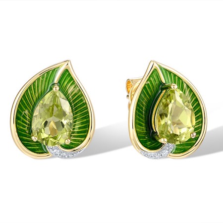 14KYW Earrings Diamond,Enamel,Peridot (E321526ENA14KYW)