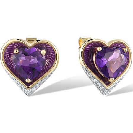 14KYW Earrings Amethyst,Diamond,Enamel (E321527ENA14KYW)